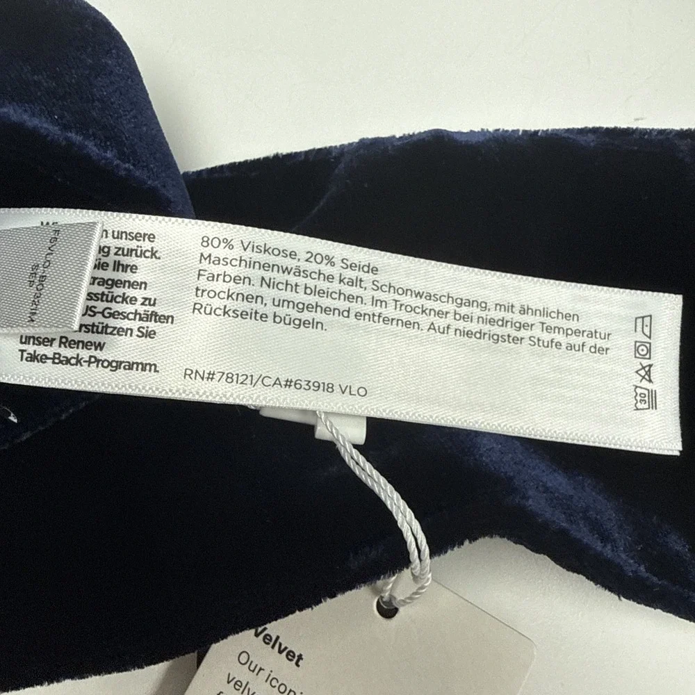 NWT Eileen Fisher Velvet Wrap Belt Navy Blue Silk Blend Obi Sash Size XXS $78